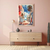 Picturesque Coastal Street Scene in Isla Aguada Travel Poster PosterGoat
