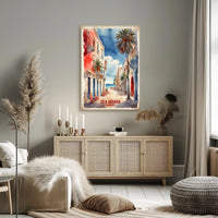 Picturesque Coastal Street Scene in Isla Aguada Travel Poster PosterGoat