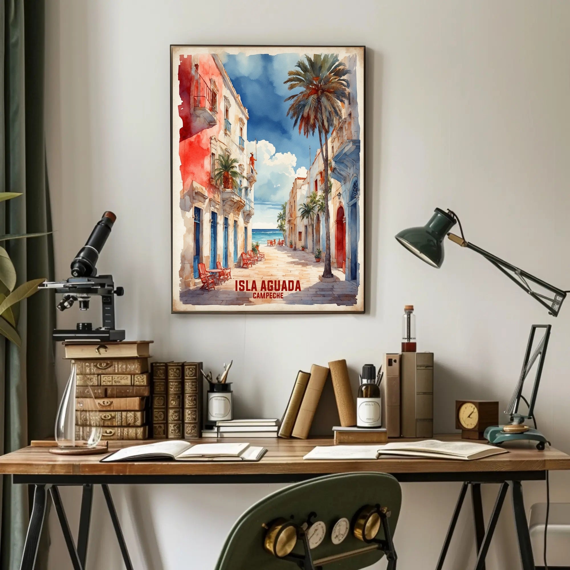 Picturesque Coastal Street Scene in Isla Aguada Travel Poster PosterGoat