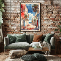 Picturesque Coastal Street Scene in Isla Aguada Travel Poster PosterGoat