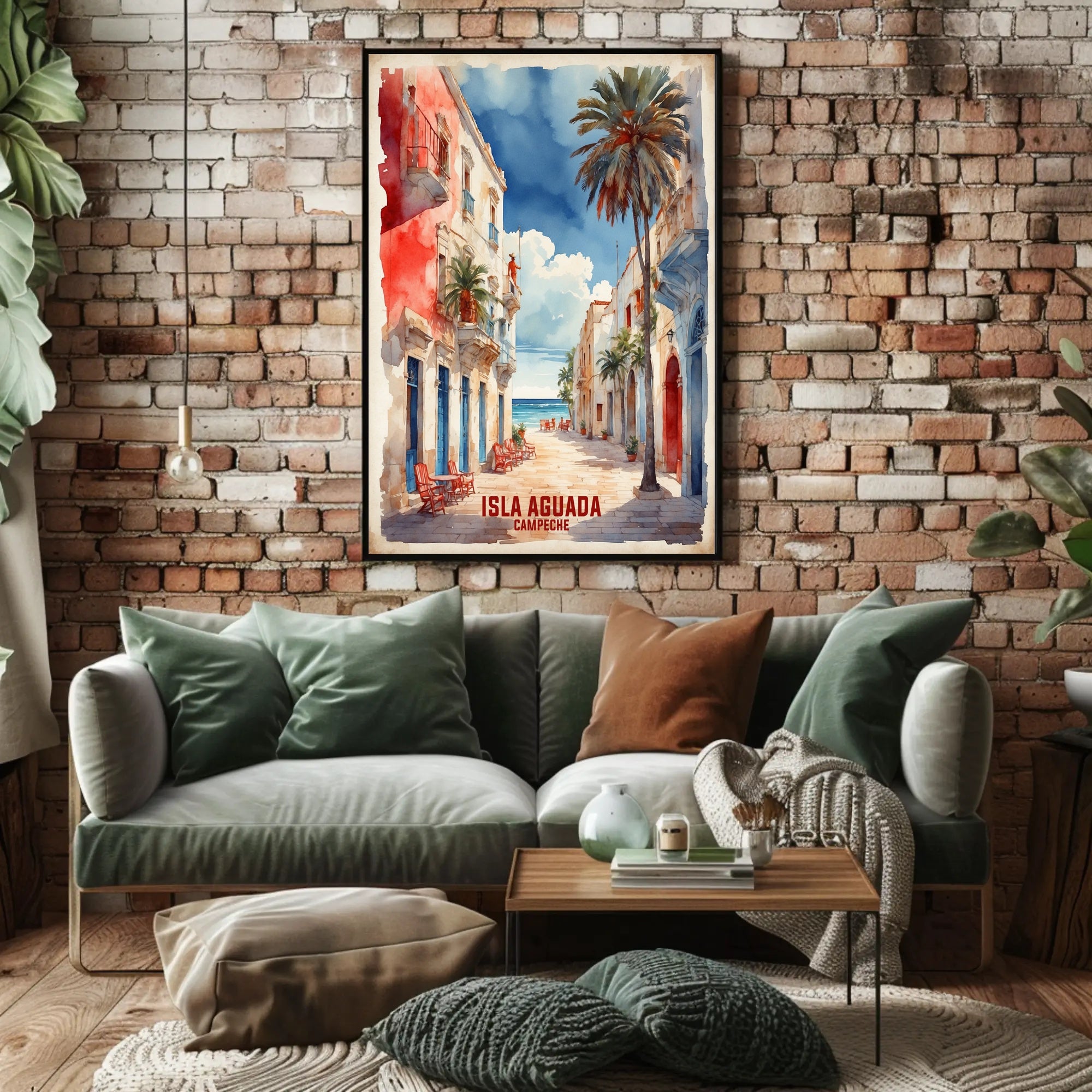 Picturesque Coastal Street Scene in Isla Aguada Travel Poster PosterGoat