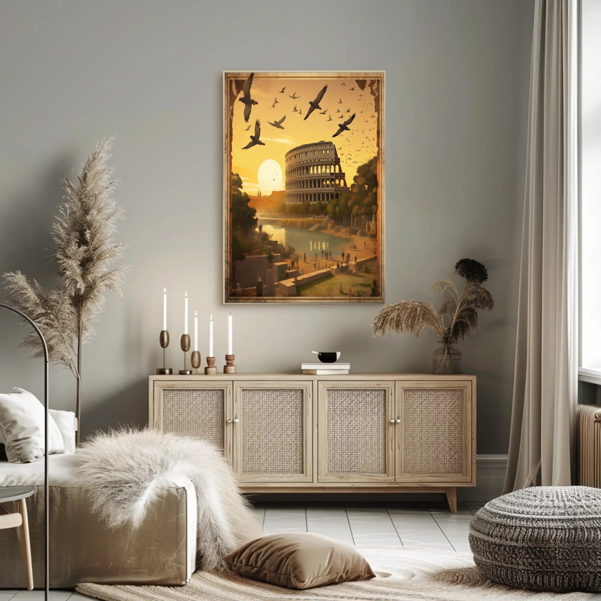 Picturesque Colosseum at Sunset Travel Poster PosterGoat