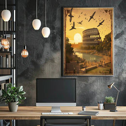 Picturesque Colosseum at Sunset Travel Poster PosterGoat
