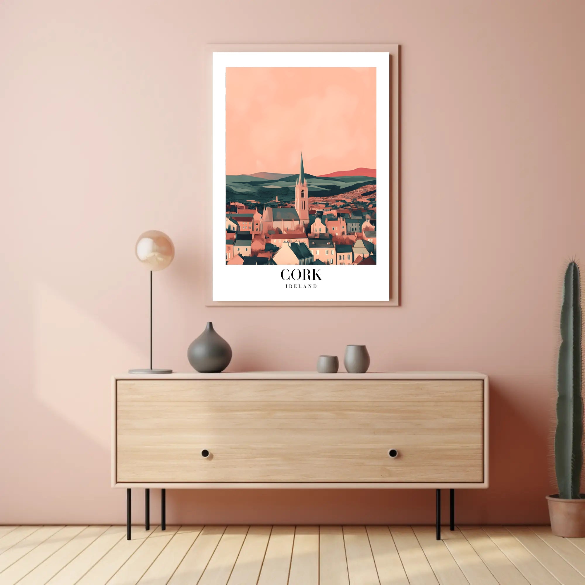 Picturesque Cork Cityscape with Church Spire Urban or Cityscape Poster PosterGoat