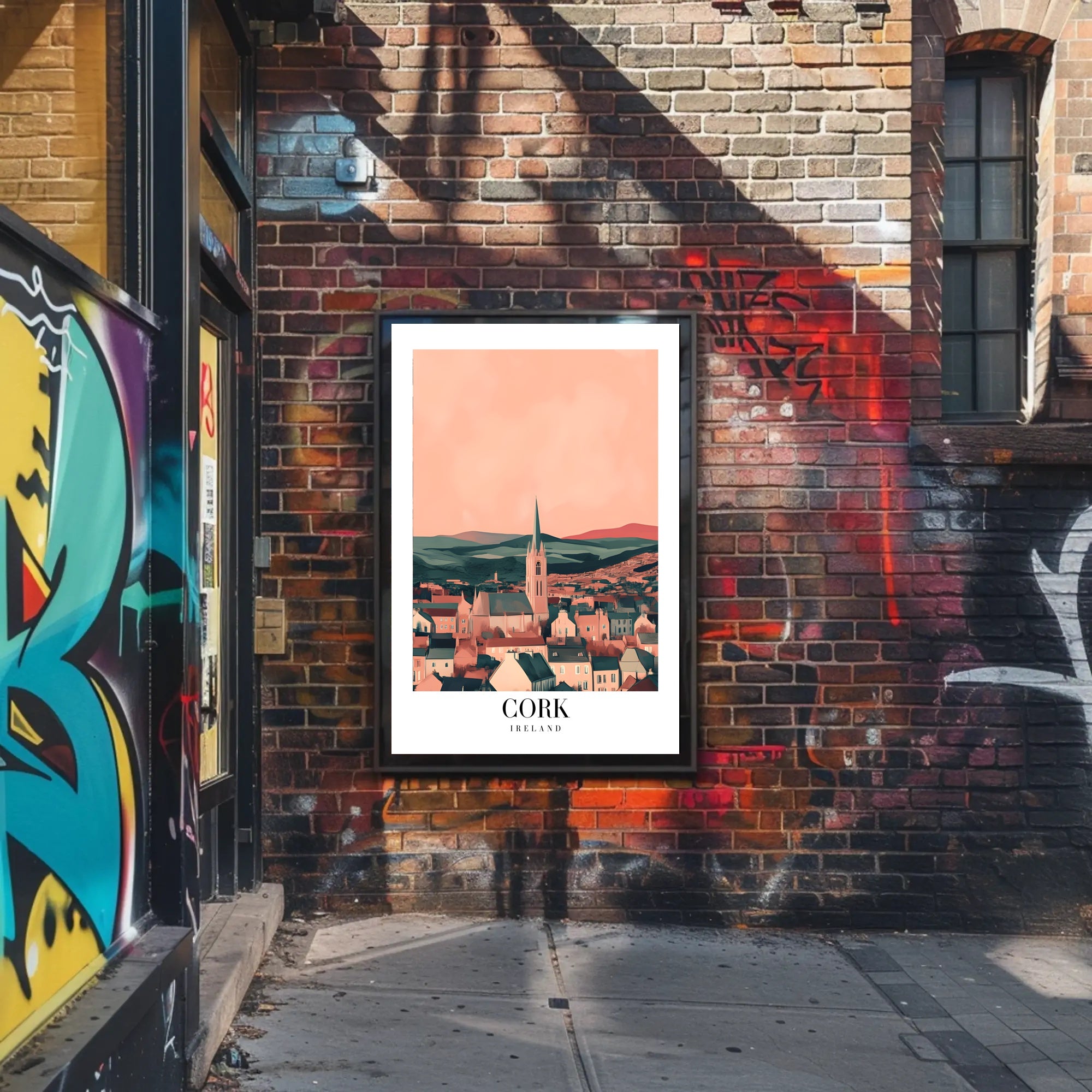 Picturesque Cork Cityscape with Church Spire Urban or Cityscape Poster PosterGoat