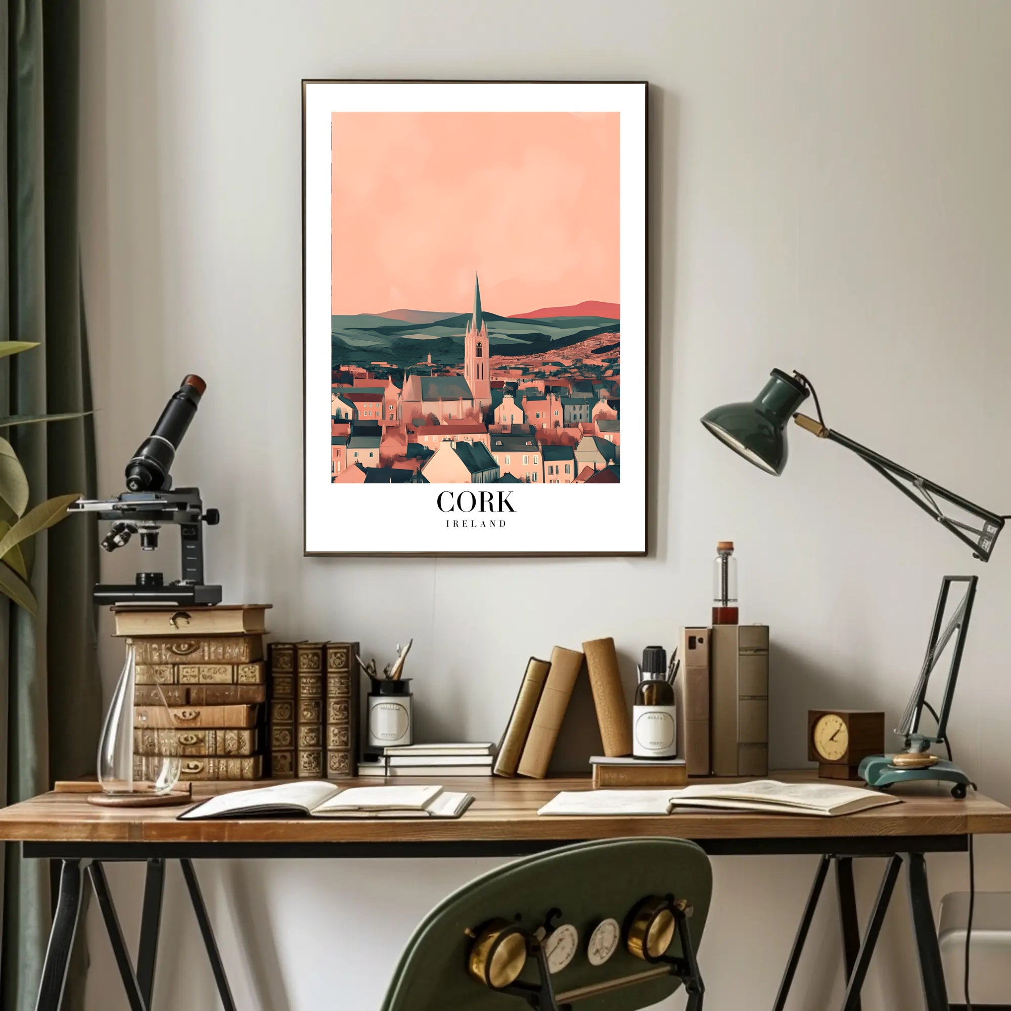 Picturesque Cork Cityscape with Church Spire Urban or Cityscape Poster PosterGoat