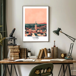 Picturesque Cork Cityscape with Church Spire Urban or Cityscape Poster PosterGoat