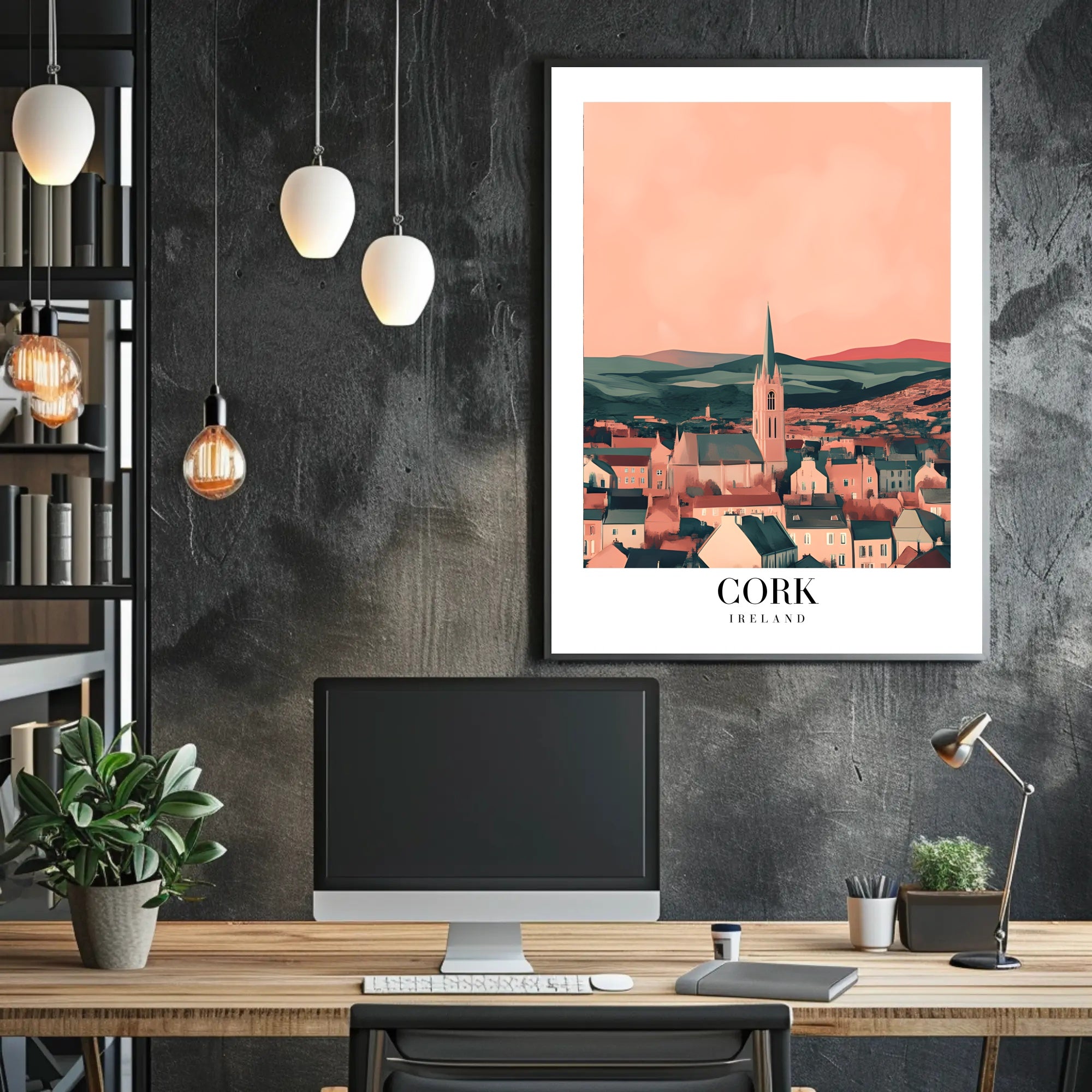 Picturesque Cork Cityscape with Church Spire Urban or Cityscape Poster PosterGoat