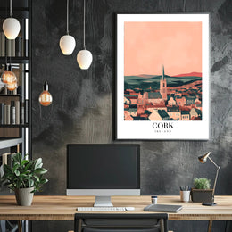 Picturesque Cork Cityscape with Church Spire Urban or Cityscape Poster PosterGoat