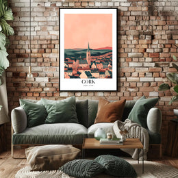 Picturesque Cork Cityscape with Church Spire Urban or Cityscape Poster PosterGoat