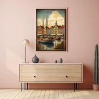 Picturesque European Harbor Travel Poster PosterGoat