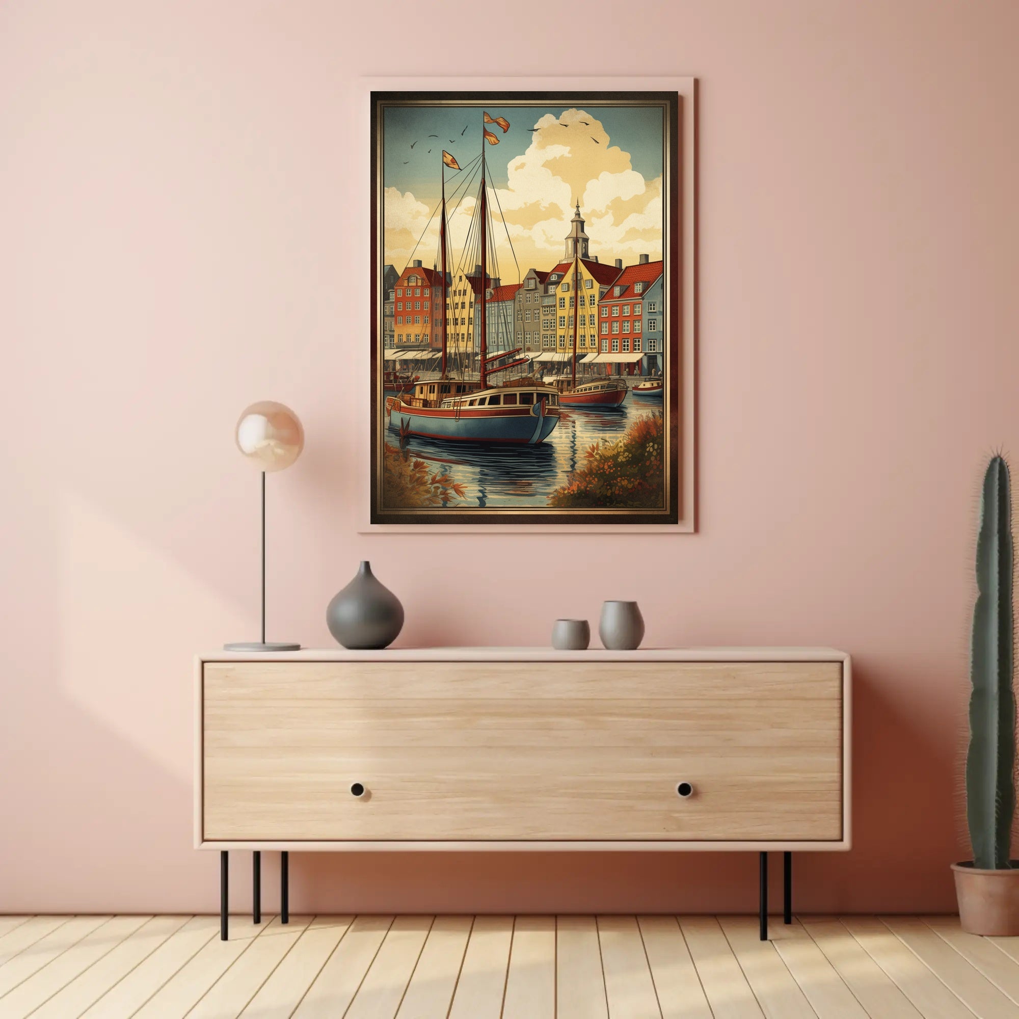 Picturesque European Harbor Travel Poster PosterGoat