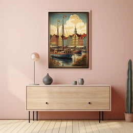 Picturesque European Harbor Travel Poster PosterGoat