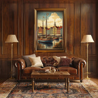 Picturesque European Harbor Travel Poster PosterGoat