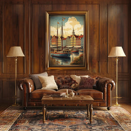 Picturesque European Harbor Travel Poster PosterGoat