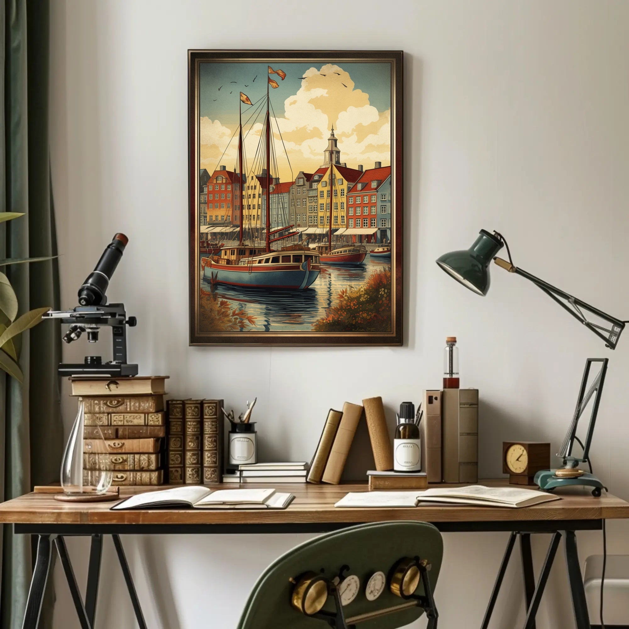 Picturesque European Harbor Travel Poster PosterGoat