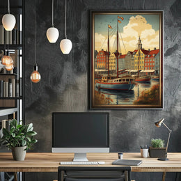 Picturesque European Harbor Travel Poster PosterGoat
