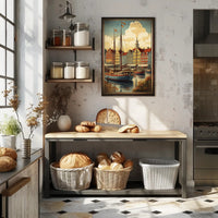 Picturesque European Harbor Travel Poster PosterGoat