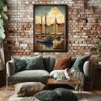 Picturesque European Harbor Travel Poster PosterGoat