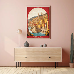 Picturesque Girona River View: Urban or Cityscape Poster PosterGoat