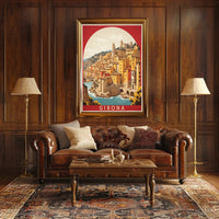 Picturesque Girona River View: Urban or Cityscape Poster PosterGoat