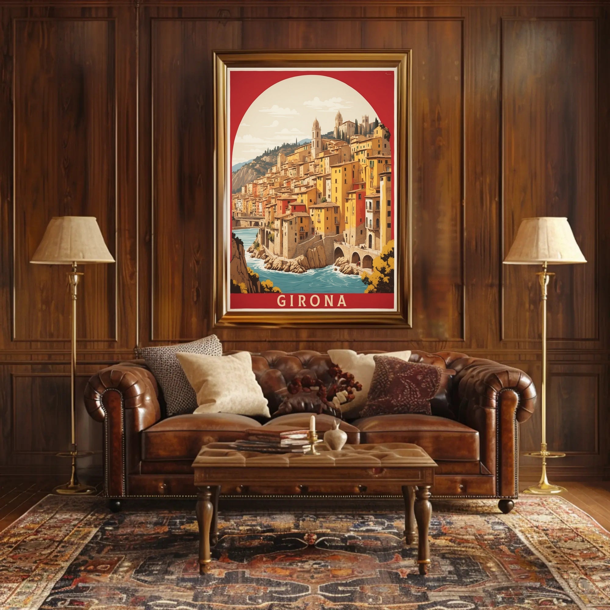 Picturesque Girona River View: Urban or Cityscape Poster PosterGoat