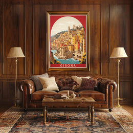 Picturesque Girona River View: Urban or Cityscape Poster PosterGoat