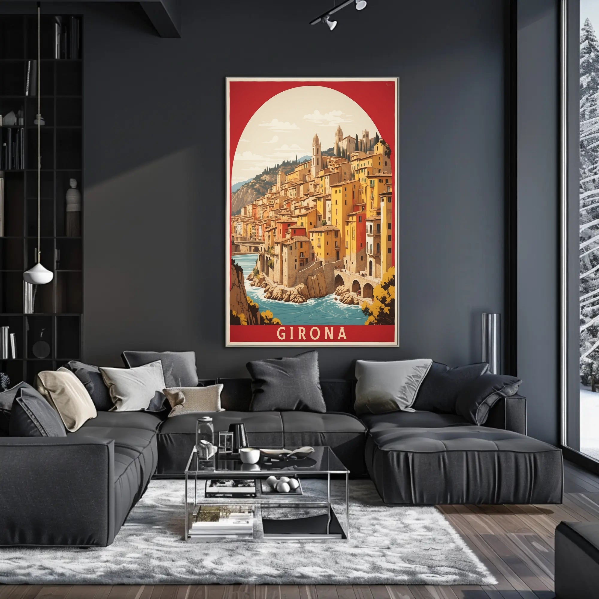 Picturesque Girona River View: Urban or Cityscape Poster PosterGoat