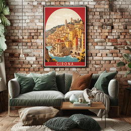 Picturesque Girona River View: Urban or Cityscape Poster PosterGoat