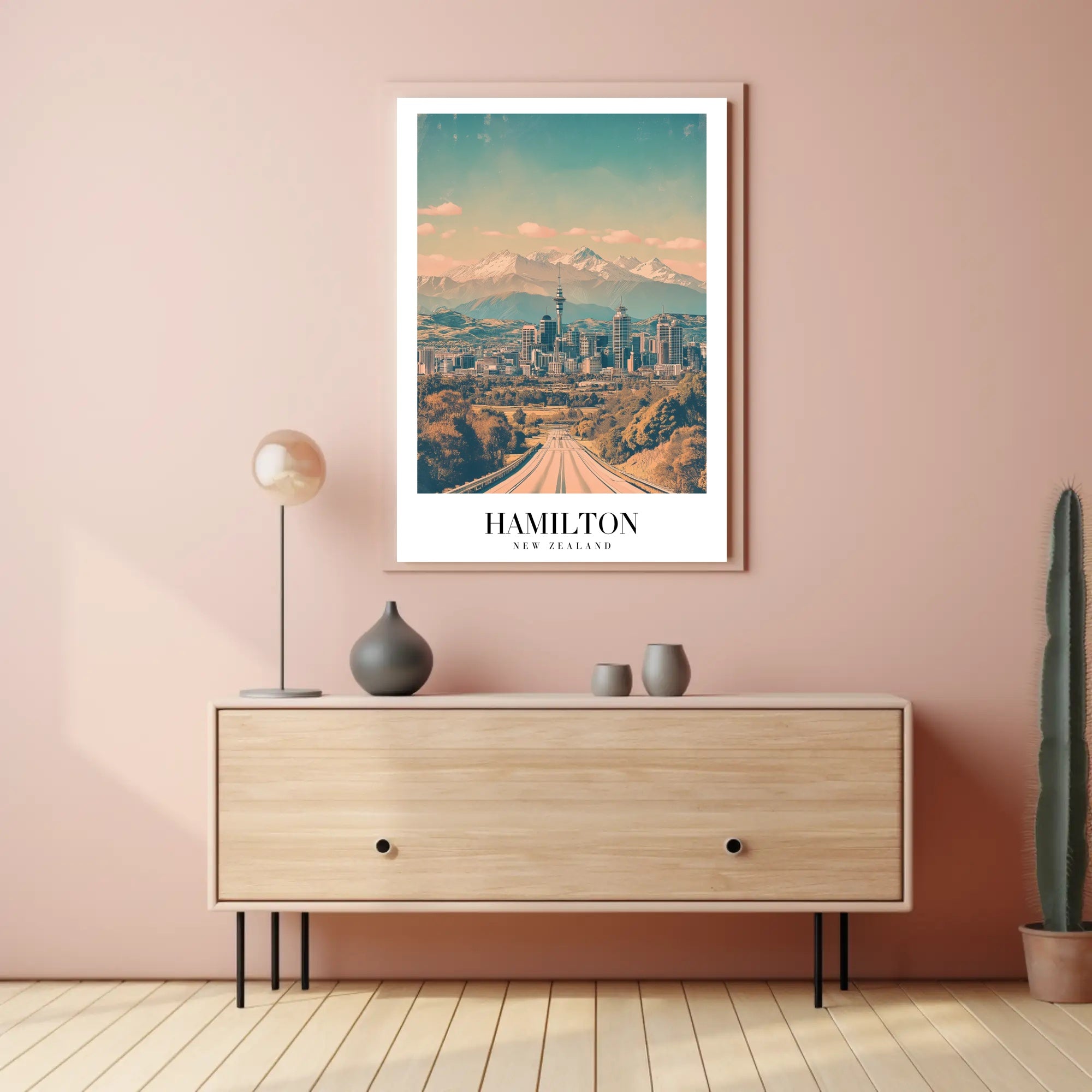 Picturesque Hamilton Cityscape Poster with Vintage Travel Vibes PosterGoat