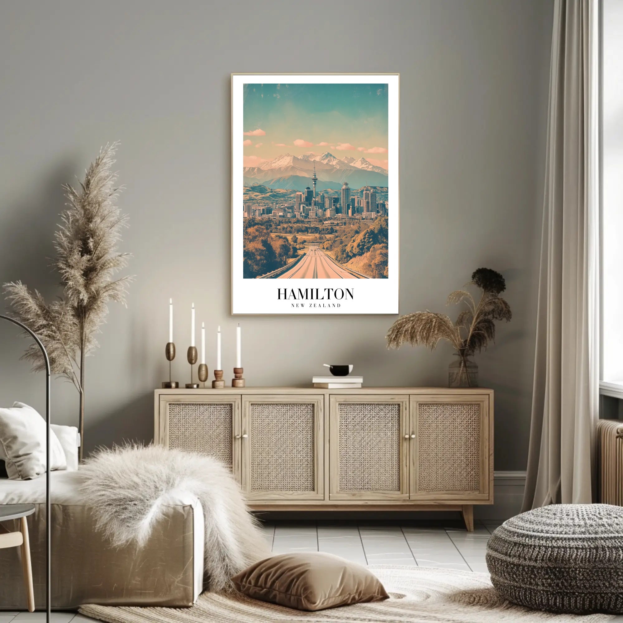 Picturesque Hamilton Cityscape Poster with Vintage Travel Vibes PosterGoat
