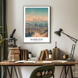 Picturesque Hamilton Cityscape Poster with Vintage Travel Vibes PosterGoat