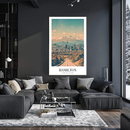 Picturesque Hamilton Cityscape Poster with Vintage Travel Vibes PosterGoat