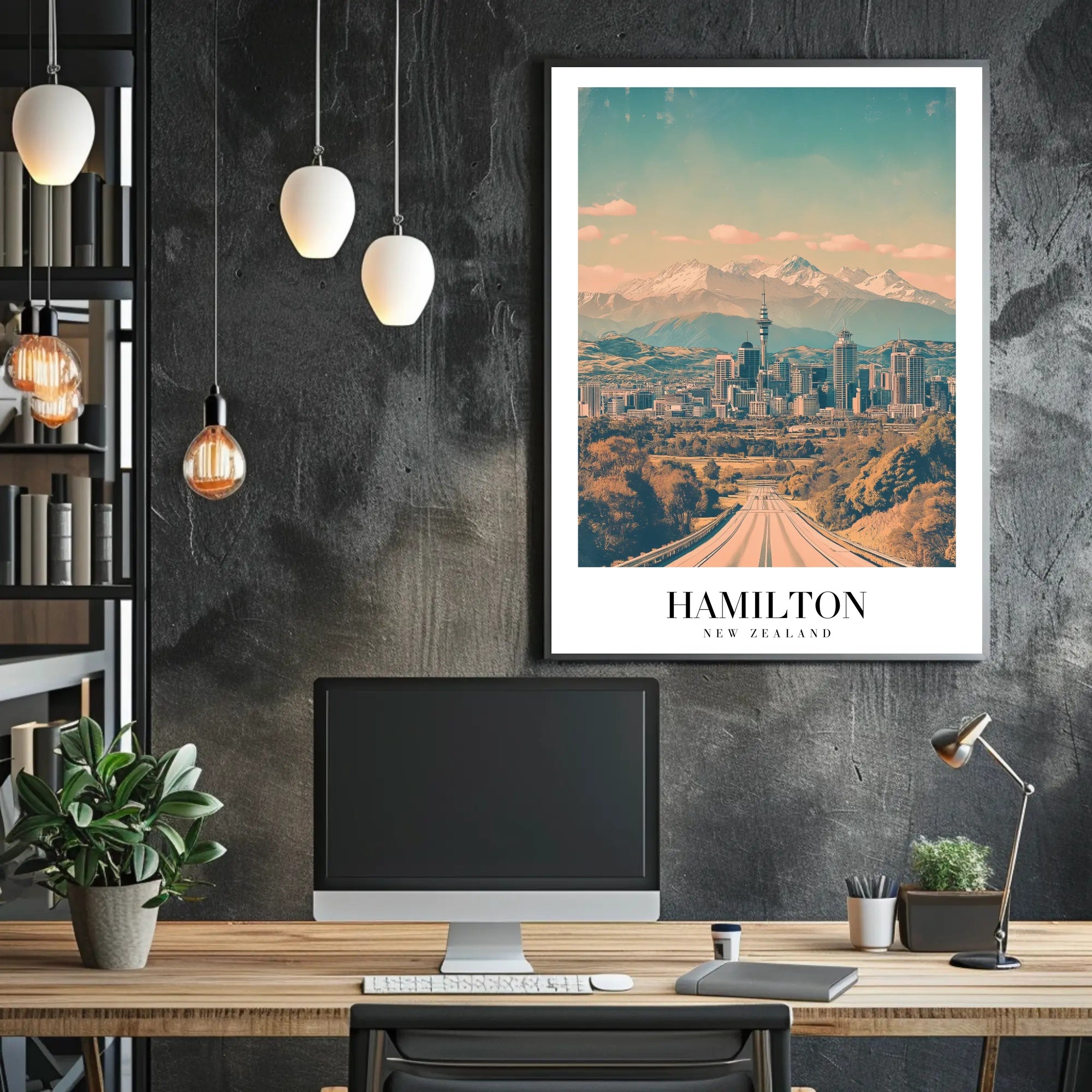 Picturesque Hamilton Cityscape Poster with Vintage Travel Vibes PosterGoat