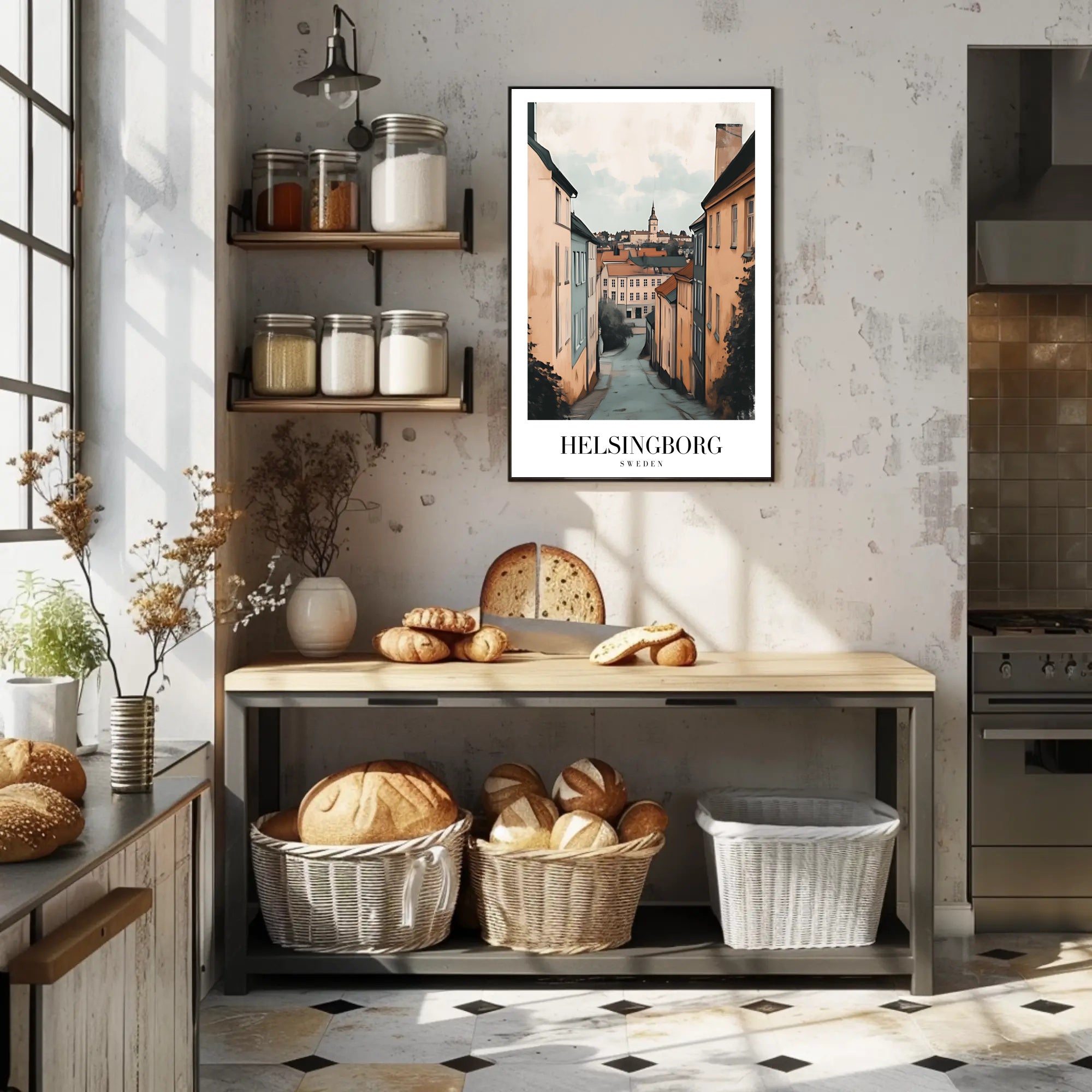 Picturesque Helsingborg Street Art Urban or Cityscape Poster PosterGoat