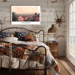 Picturesque Leicester Cityscape Print with Red Brick Houses Urban or Cityscape Poster PosterGoat