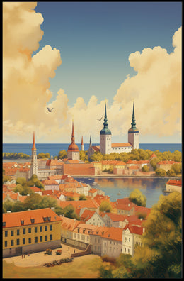 Picturesque Medieval Cityscape: Travel Poster PosterGoat