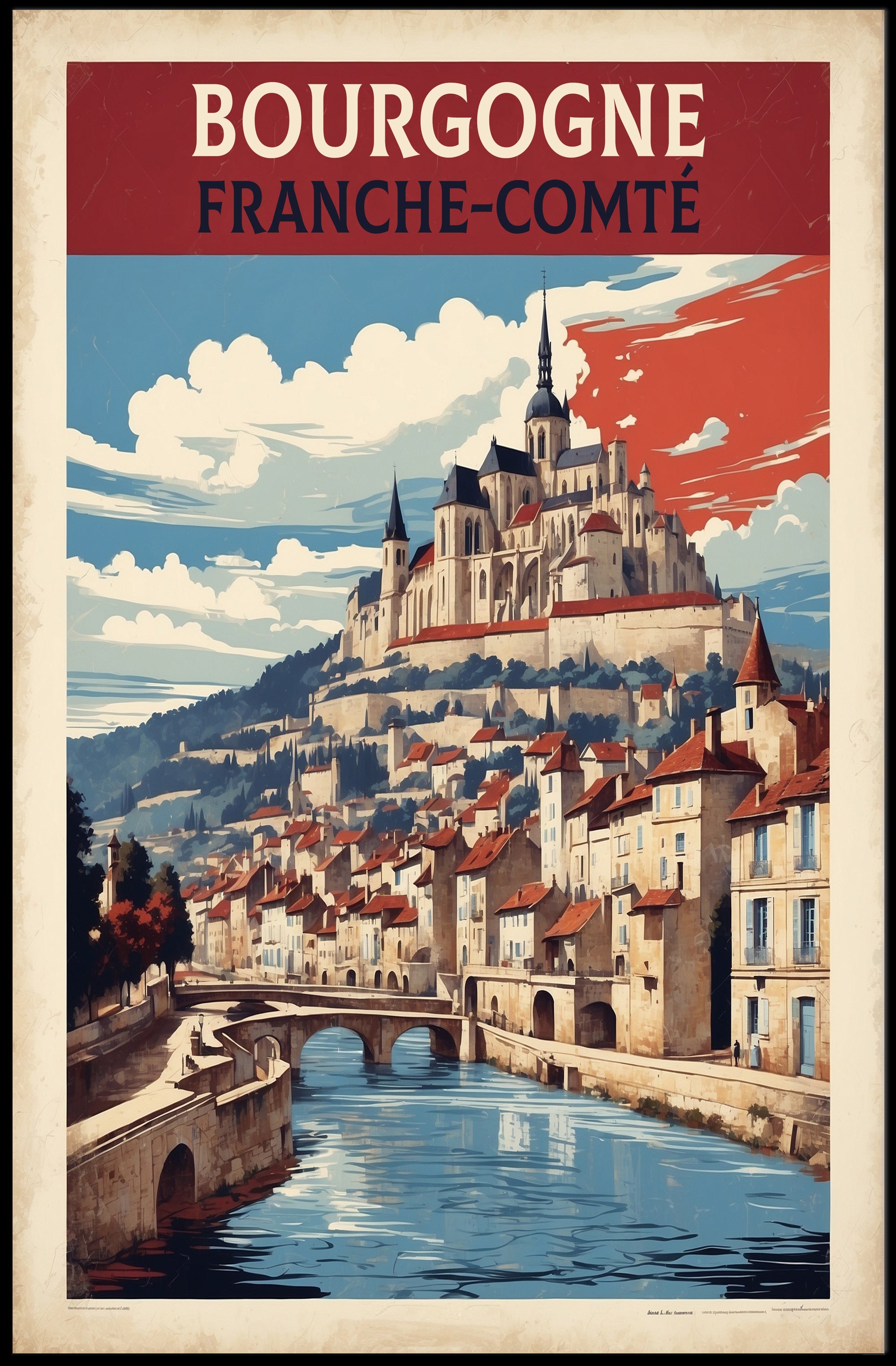 Picturesque Medieval Town Travel Poster PosterGoat