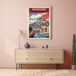 Picturesque Medieval Town Travel Poster PosterGoat