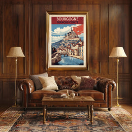 Picturesque Medieval Town Travel Poster PosterGoat