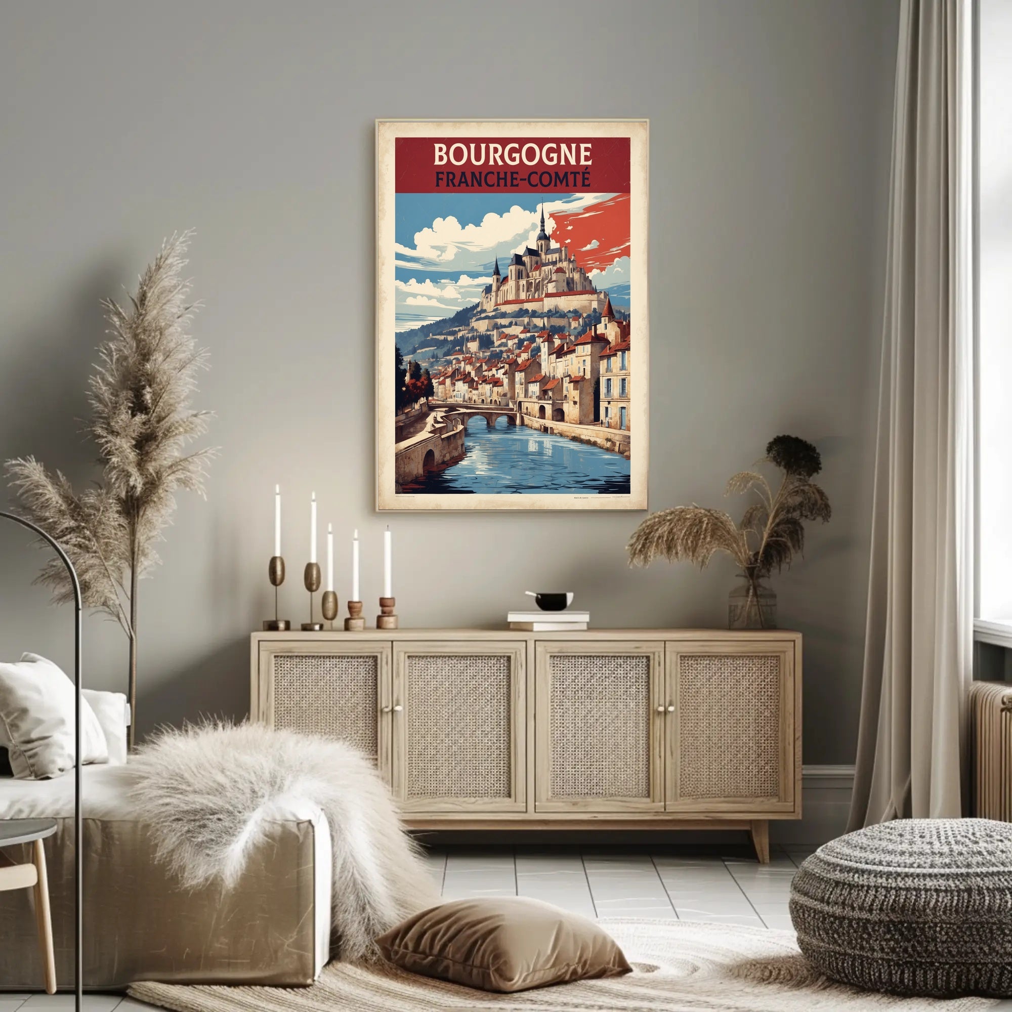 Picturesque Medieval Town Travel Poster PosterGoat