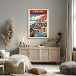 Picturesque Medieval Town Travel Poster PosterGoat
