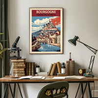 Picturesque Medieval Town Travel Poster PosterGoat