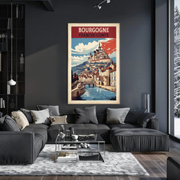 Picturesque Medieval Town Travel Poster PosterGoat