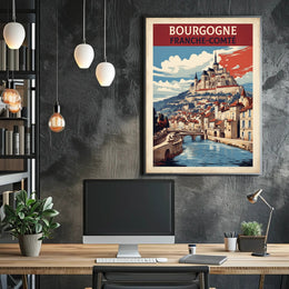 Picturesque Medieval Town Travel Poster PosterGoat
