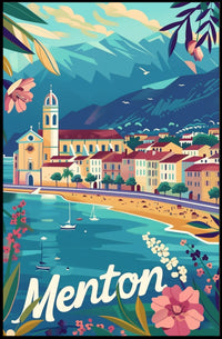 Picturesque Menton Seaside Travel Poster PosterGoat