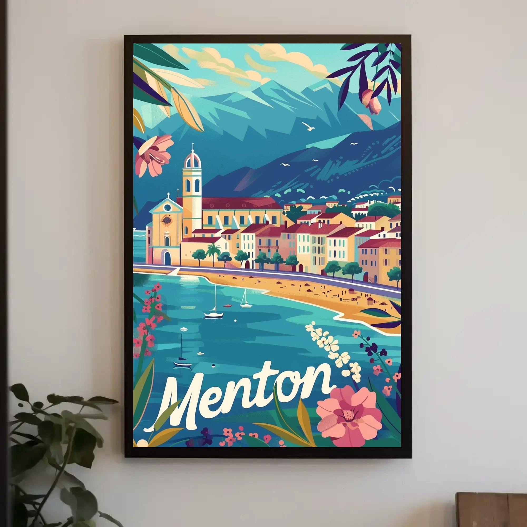 Picturesque Menton Seaside Travel Poster PosterGoat