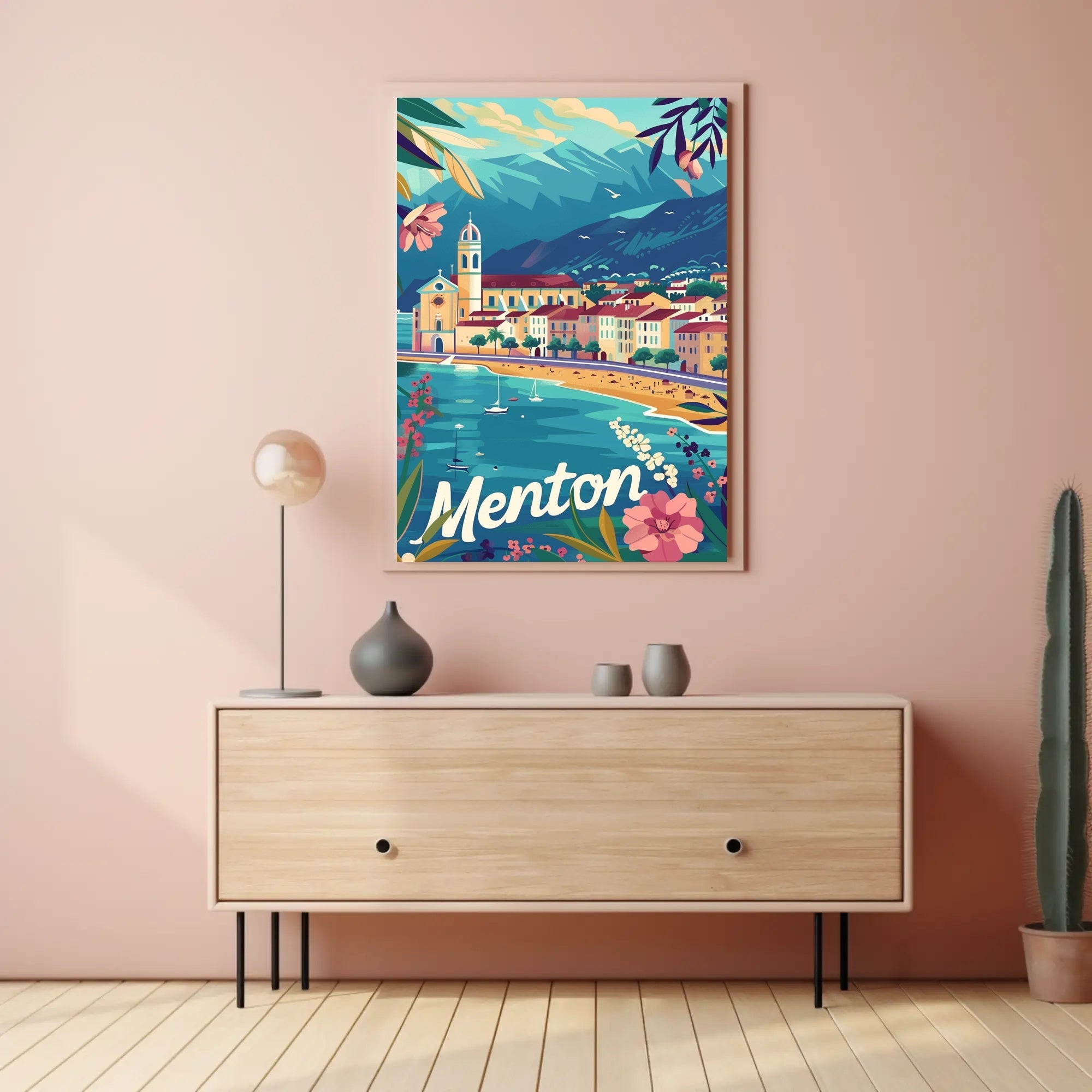 Picturesque Menton Seaside Travel Poster PosterGoat