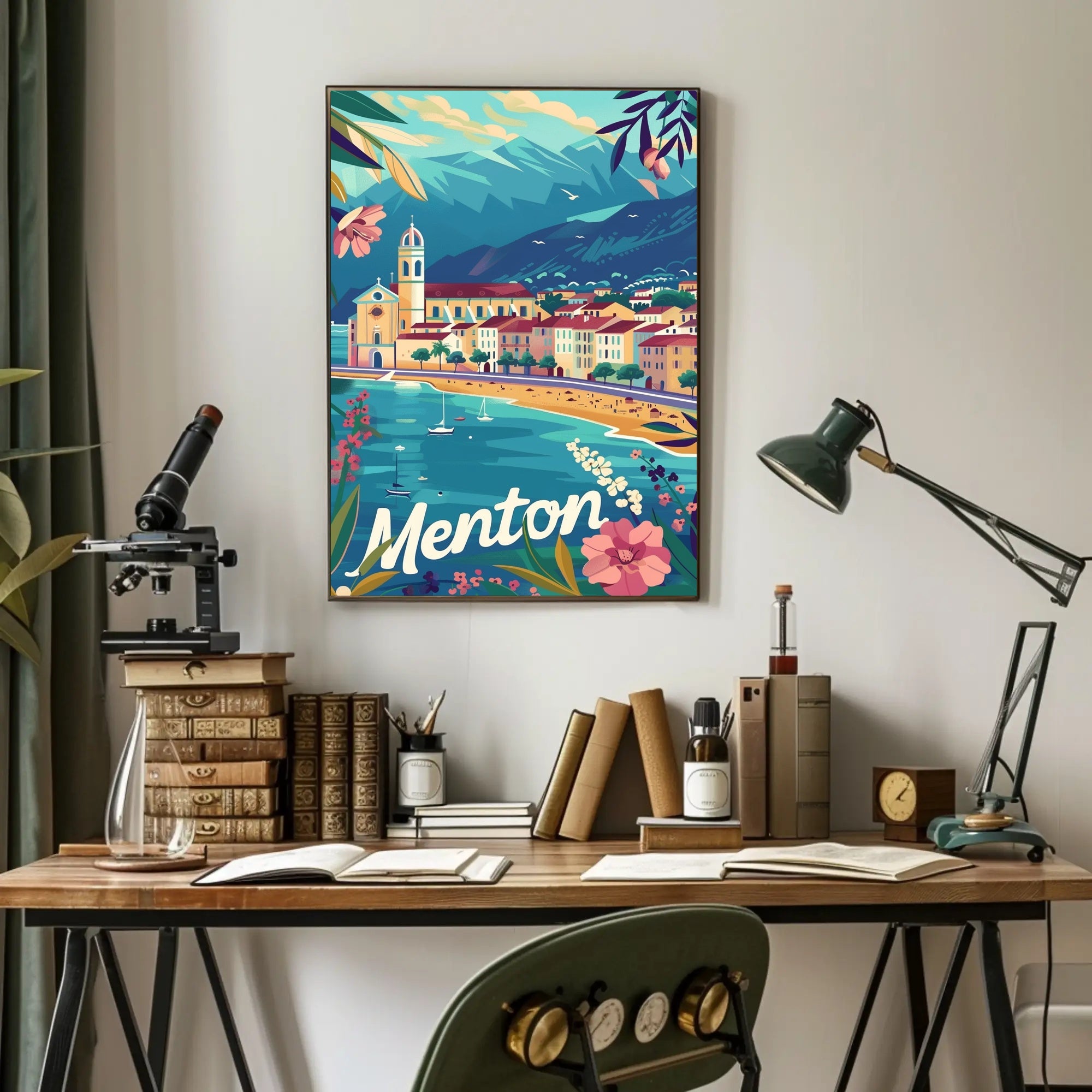 Picturesque Menton Seaside Travel Poster PosterGoat