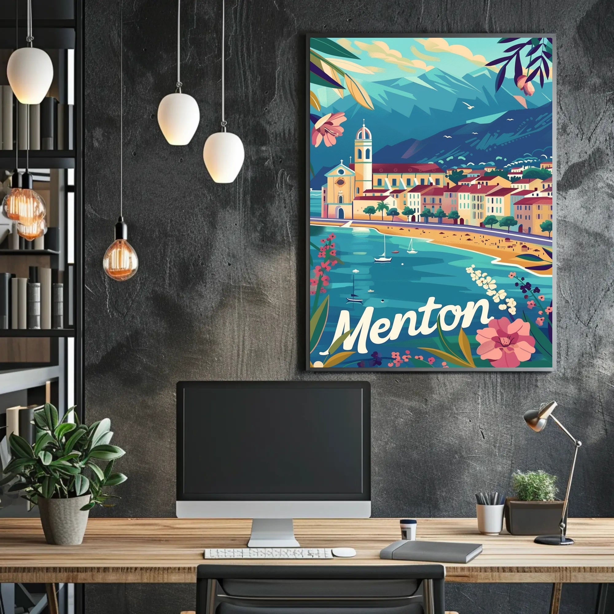 Picturesque Menton Seaside Travel Poster PosterGoat